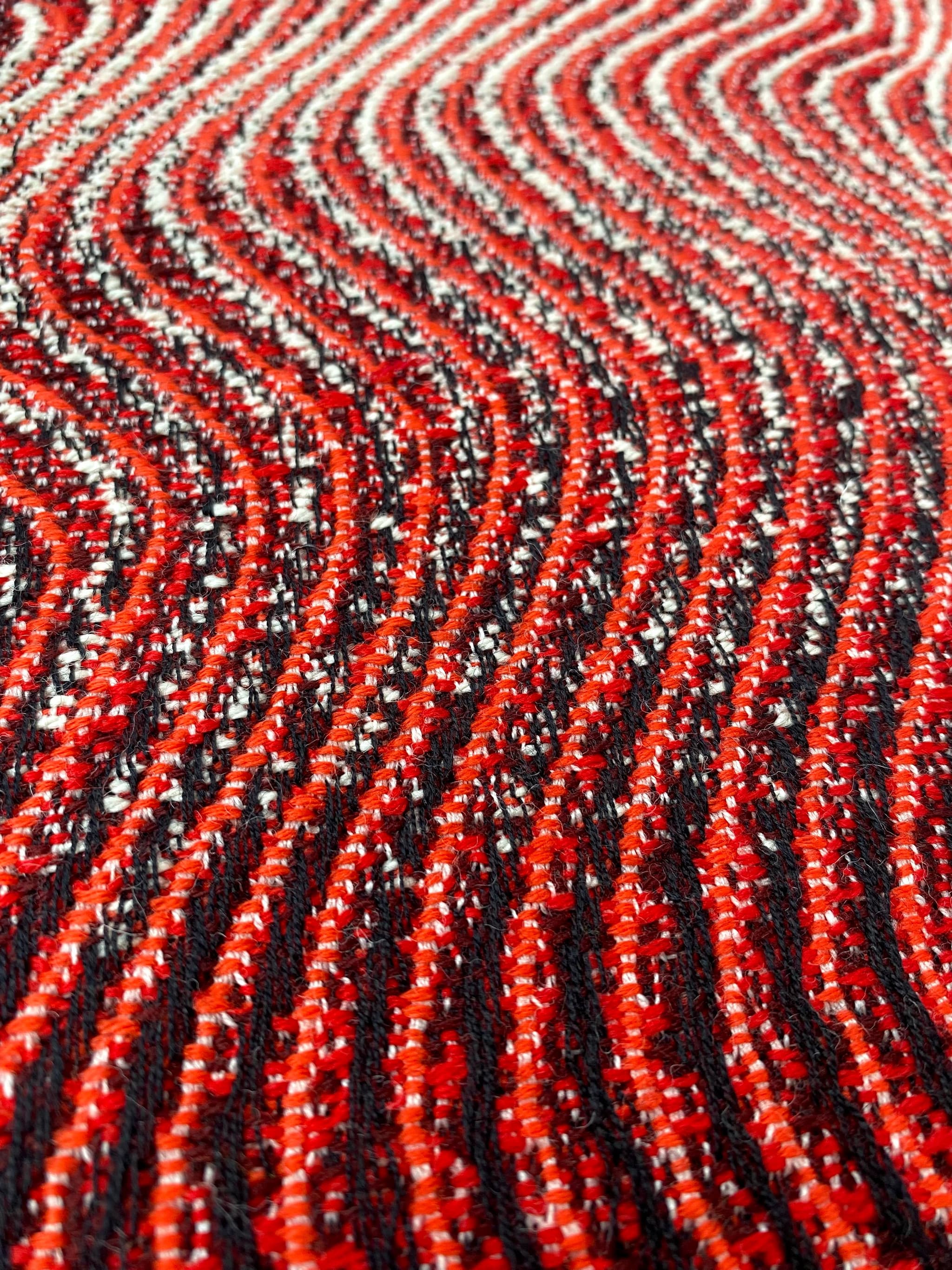 Jacquard woven textile from local Swedish wool from the spinning and scouring mill Ullkontoret in Sweden, woven at the weaving mill Innvik in Norway by Vevft. The textile is part of a bigger collaboration project with bag designer Matilda Venczel