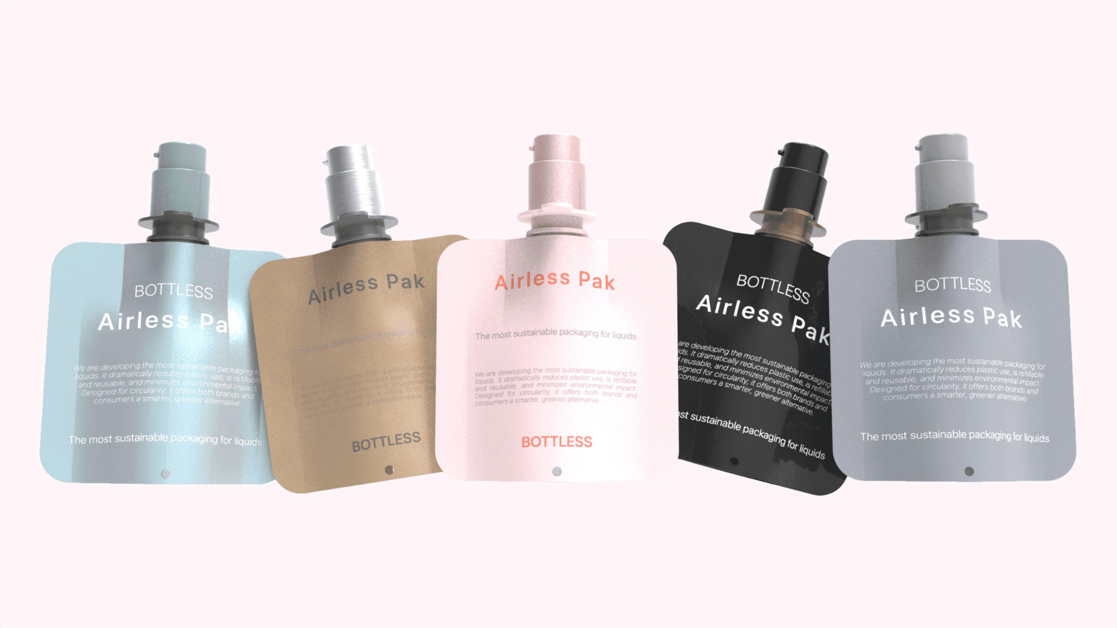 BOTTLESS Airless Pak Cuts Plastic 90% with Reusable Pump and PE Refill Pouch