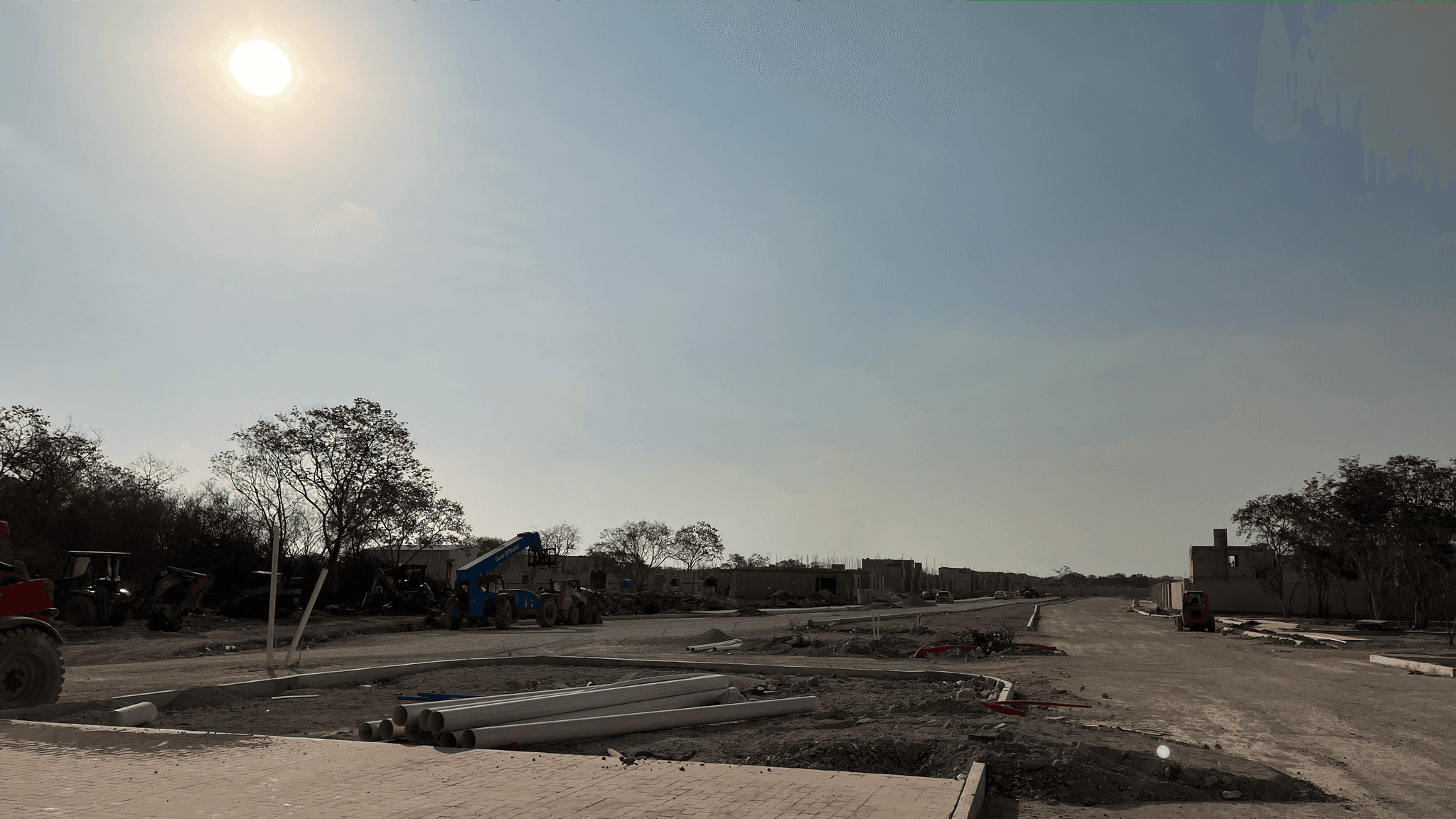 Comparison between a natural landscape and a modified one to accommodate new developments.