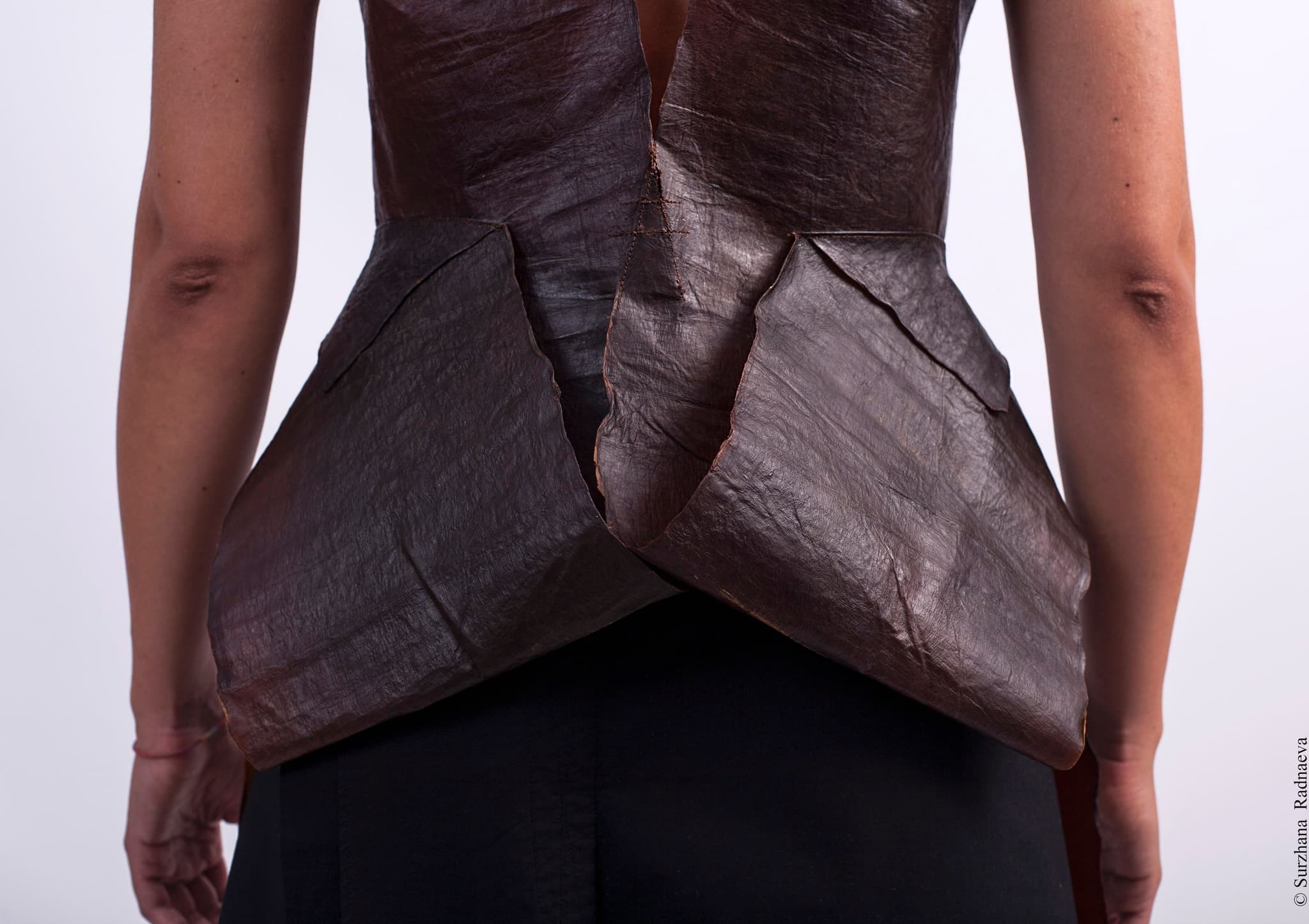 The back of Bacterial-dyed Buryat dress