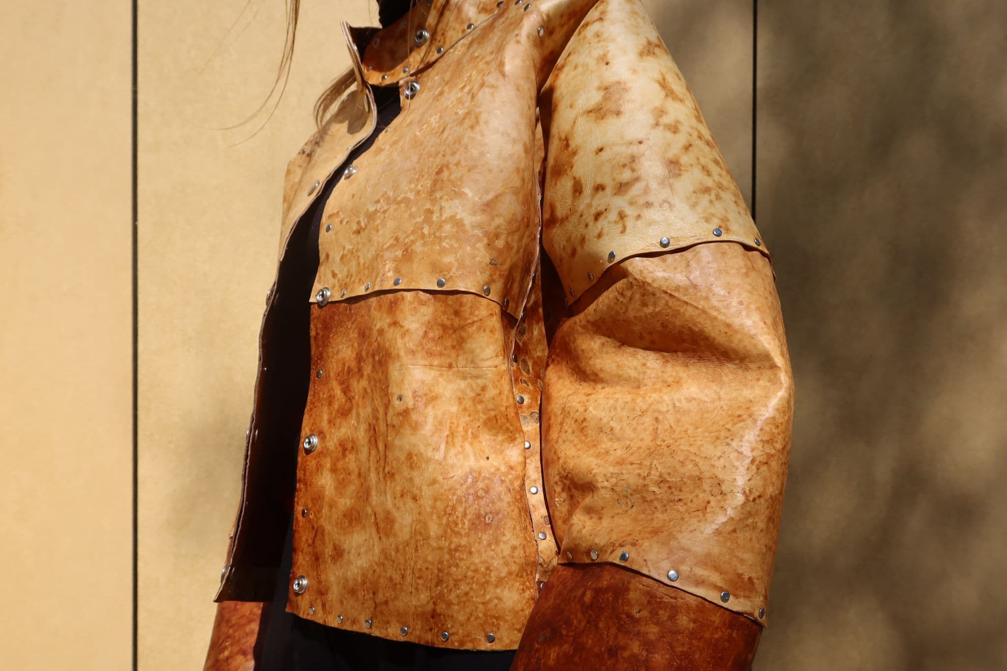 Fungal skins: macro, a jacket made from mycelium skins