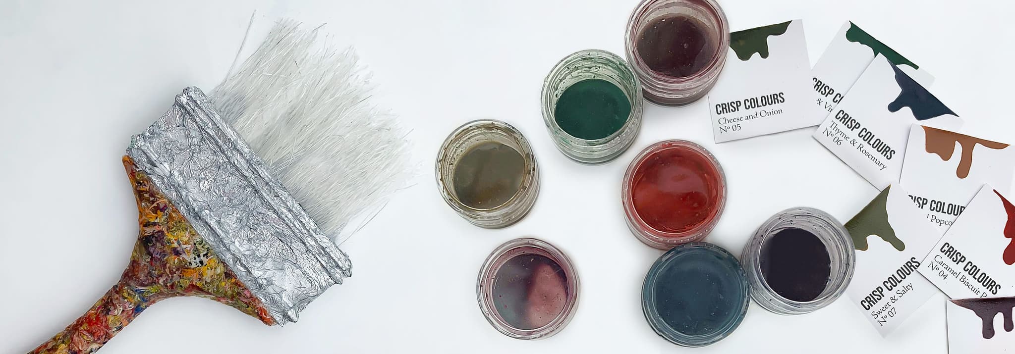 A single crisp bag is made from two PP films, metallised film, and ink. Through specialised processes, Alara recycled the films into paintbrushes, and the extracted ink, blended using a solvent, is turned into paint.