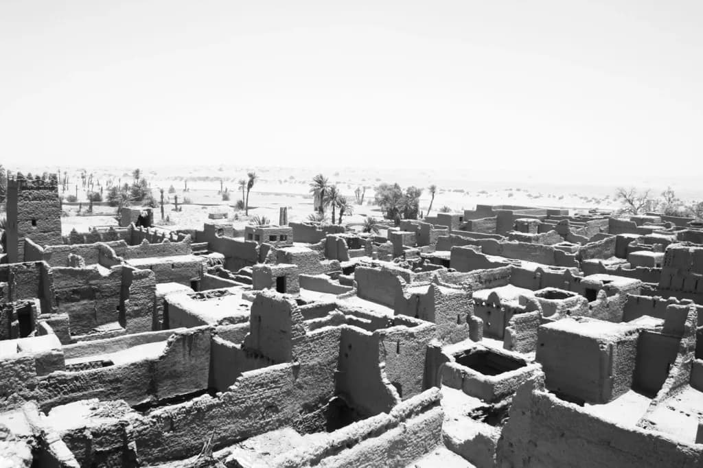 Panoramic of the Ksar of Bounou, in the M'hamid Oasis Project