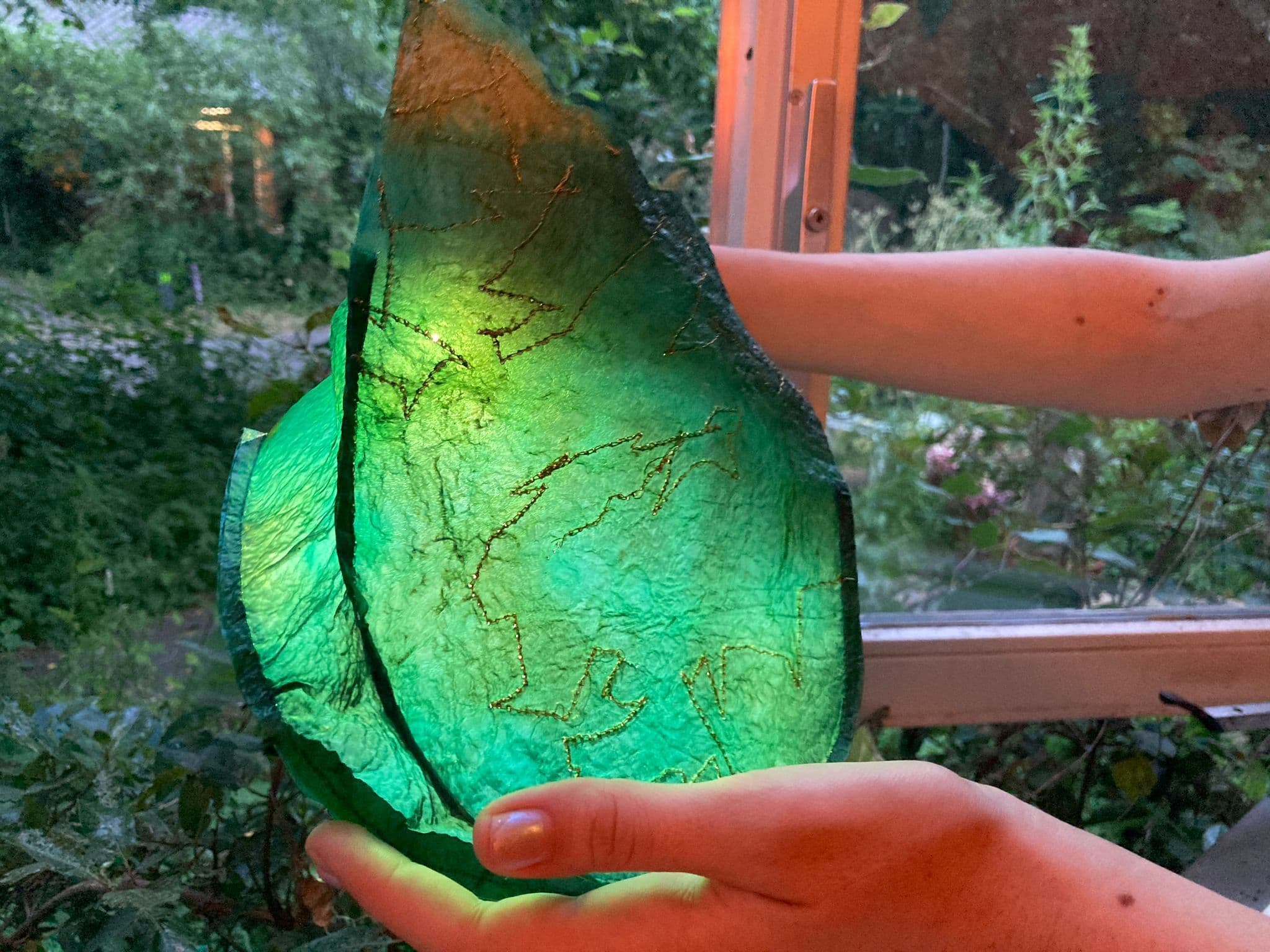 Light filtering through the kombucha leather