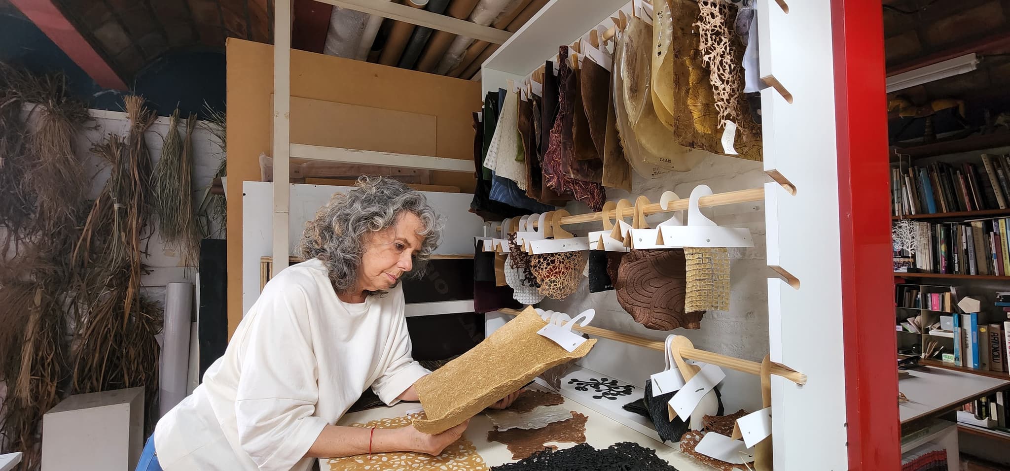 Laura Messing with her MOEBIO bioleather