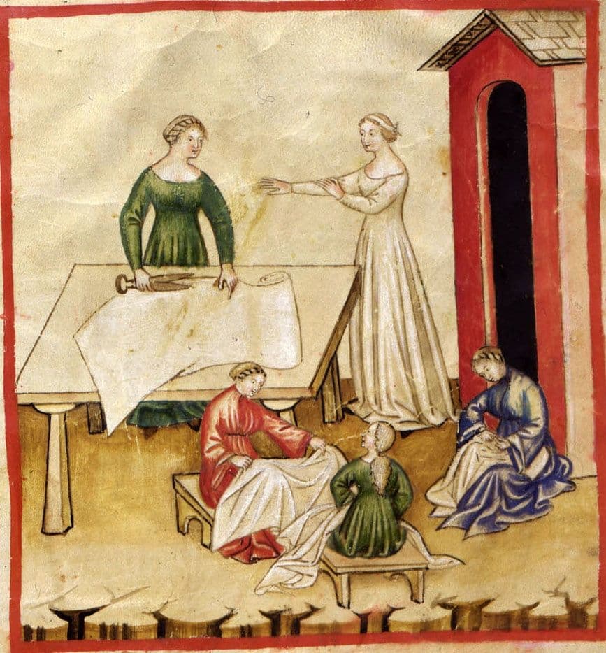A painting on the production of flax, dated from the 14th century (Source: Wikipedia)